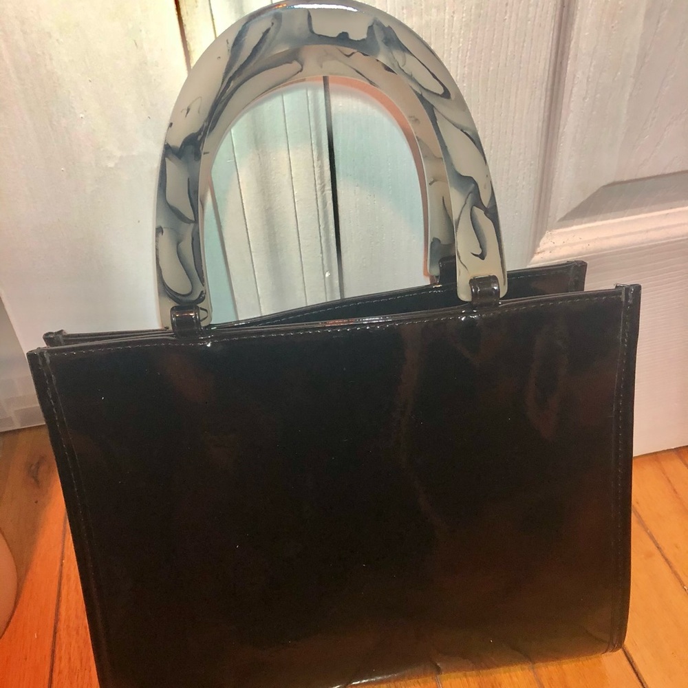 Neiman Marcus shiny black patent purse new